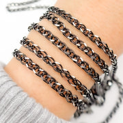 Black Rhodium Sterling Silver Wheat Chain